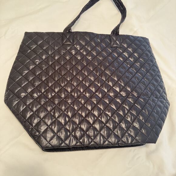 Le Mystere Large Quilted Black Tote Shoulder Bag shopper carryon - Picture 4 of 6